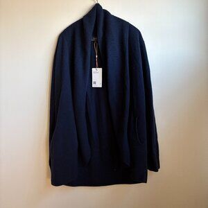Quince Mongolian Cashmere Cardigan Size Large, Navy Blue NWT